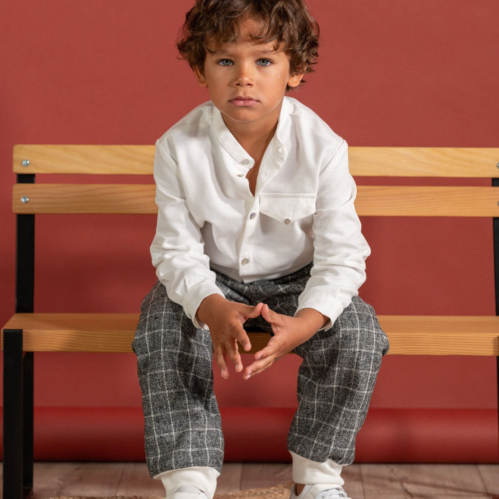 ETON | Boys Ivory Collarless Cotton Shirt