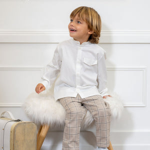 ETON | Boys Ivory Collarless Cotton Shirt
