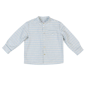 ETON | Boys Blue & Grey Collarless Cotton Shirt