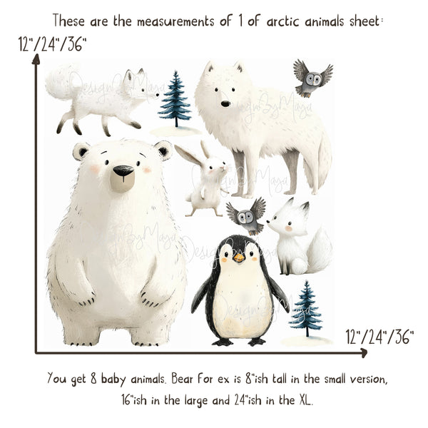 Arctic Animal Friends - Fabric Nursery Wall Art Decals