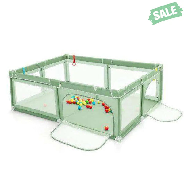 Extra-Large Safety Baby Fence with 50 Ocean Balls-Green