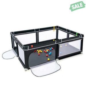 81 x 59 Inch Portable Baby Playpen with Ocean Balls and Handlebars-Black