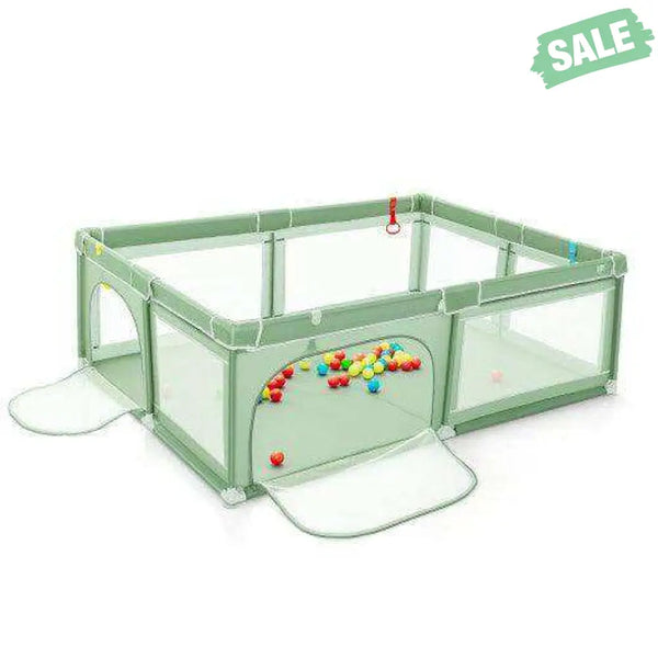 Extra-Large Safety Baby Fence with 50 Ocean Balls-Green