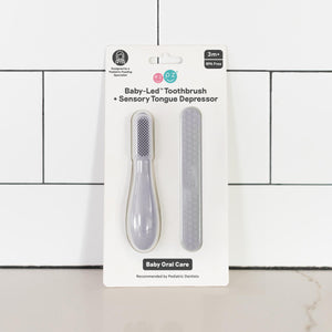 Baby-Led™ Toothbrush + Tongue Depressor in Pewter