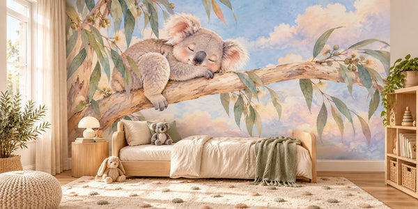 Watercolor Sleepy Koala Wall Mural, image 2