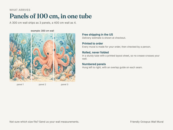 Watercolor Friendly Octopus Ocean Wall Mural, image 8