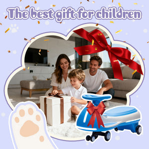 12V Electric Wiggle Ride On Car with dual motors and LED lights, shown from angle 4, perfect for adventurous toddlers.