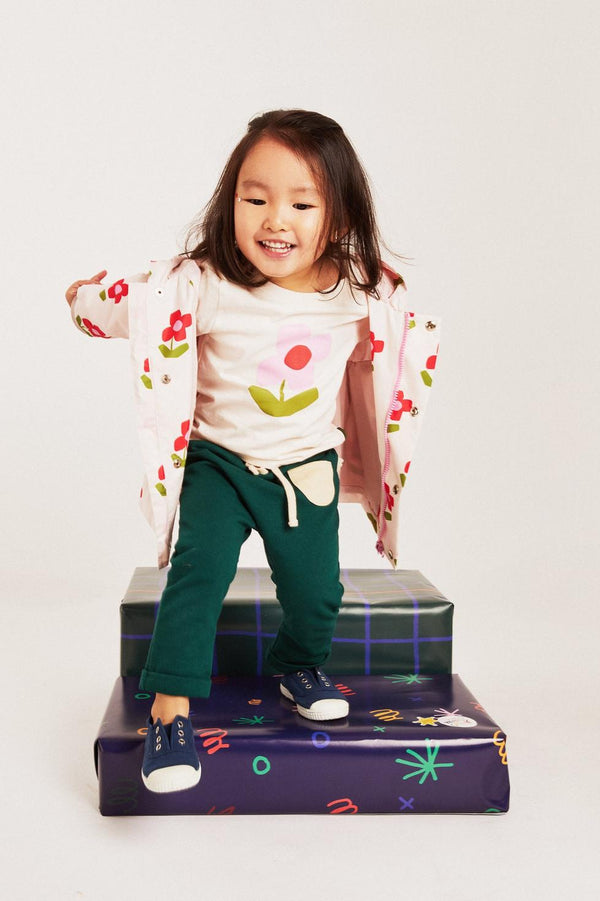 Recycled Fabric Flower Baby Raincoat - Pink Petal Floral