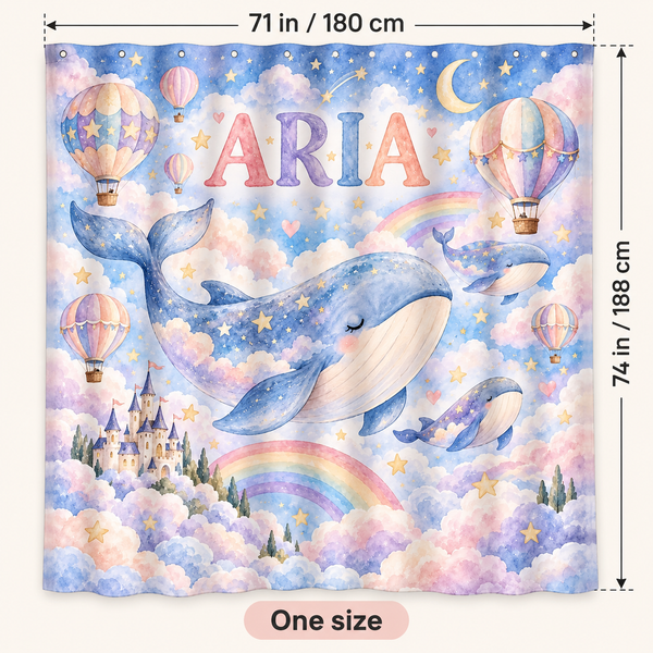 Sky Whales personalized shower curtain size 71 x 74 inches