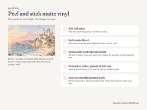 Watercolor Seaside Castle Fairy Tale Wall Mural, image 7