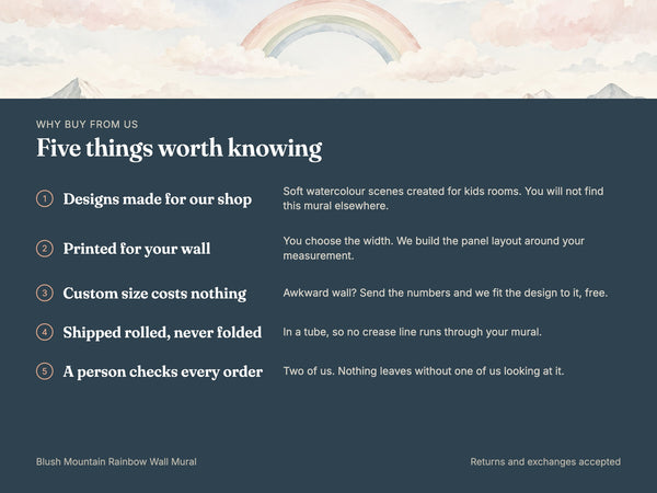 Watercolor Blush Mountain Rainbow Wall Mural, image 9
