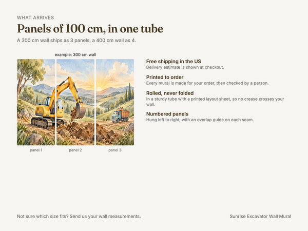 Watercolor Sunrise Excavator Wall Mural, image 8