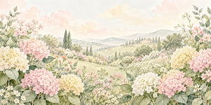 Watercolor Hydrangea Garden Wall Mural, image 2