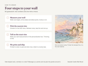 Watercolor Seaside Castle Fairy Tale Wall Mural, image 6