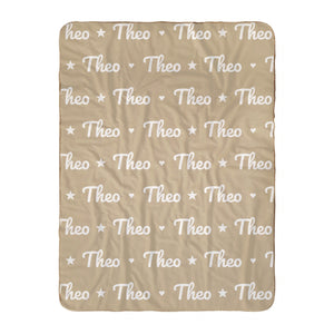 Name Pattern sherpa baby blanket in oatmeal