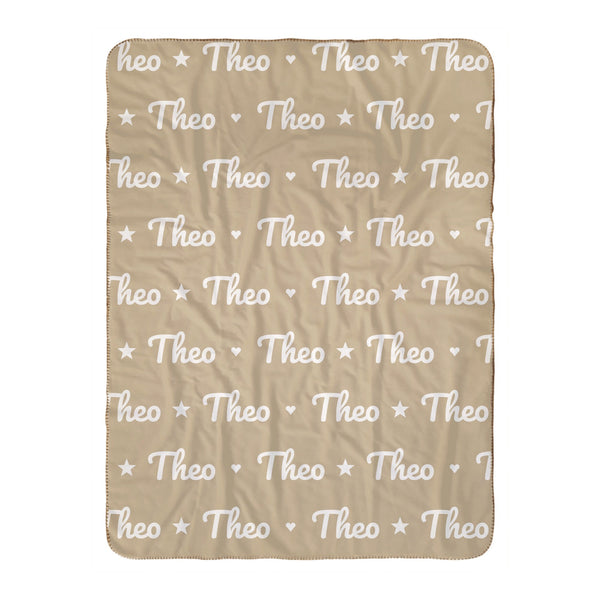 Name Pattern sherpa baby blanket in oatmeal