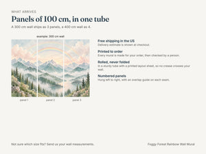 Watercolor Foggy Forest Rainbow Wall Mural, image 7