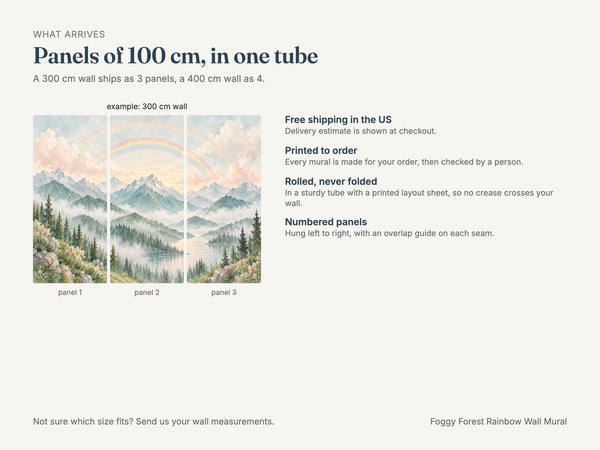 Watercolor Foggy Forest Rainbow Wall Mural, image 7