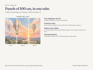 Watercolor Sunset Flight Hot Air Balloon Wall Mural, image 8