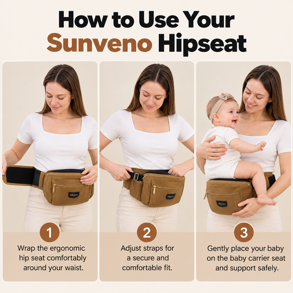 SUNVENO Easy Hold Baby Hipseat Carrier 0-36 months Corduroy Leopard