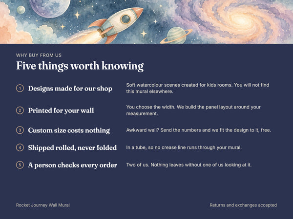 Watercolor Rocket Journey Wall Mural, image 10
