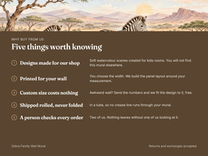 Watercolor Zebra Family Safari Wall Mural, image 10