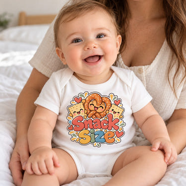 Baby wearing the Snack Size baby bodysuit
