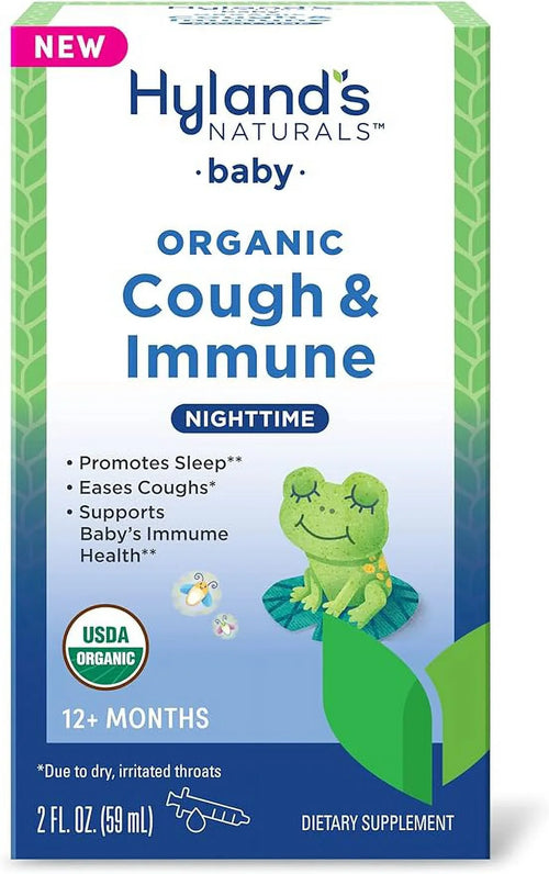 Hyland's Baby Organic Cough & Immune Nighttime 2 fl oz - Natural relief for baby's health and wellness.