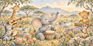 Watercolor Elephant Drum Wall Mural, image 3