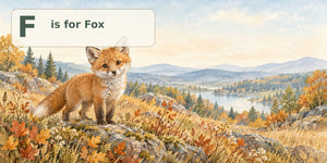 Watercolor F is for Fox Alphabet Wall Mural, image 3