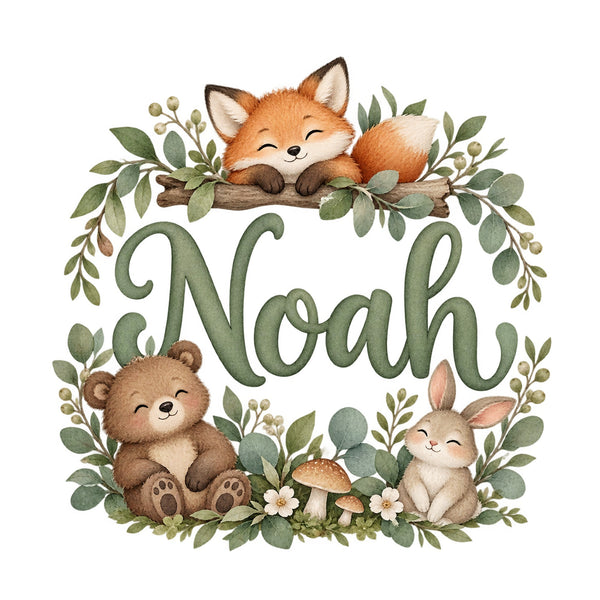Personalised Woodland Animals Name Wall Decal, image 2