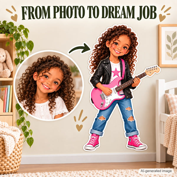 Personalized Musician Wall Decal from Photo, Dream Job Sticker, image 3