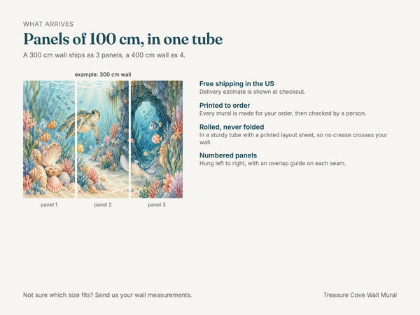 Watercolor Treasure Cove Ocean Wall Mural, image 8