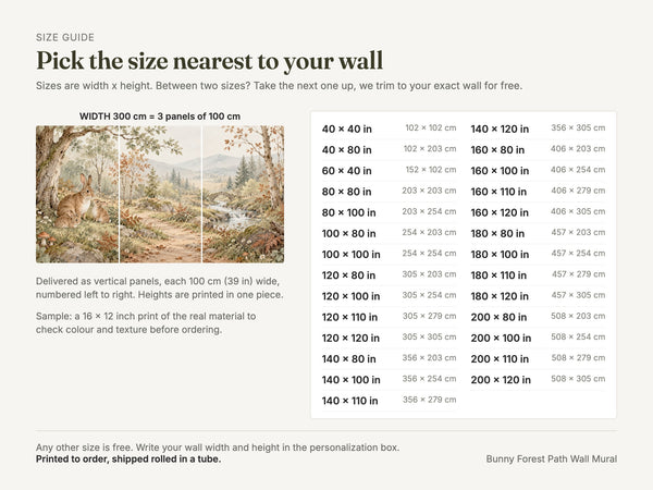 Watercolor Bunny Forest Path Wall Mural, image 4