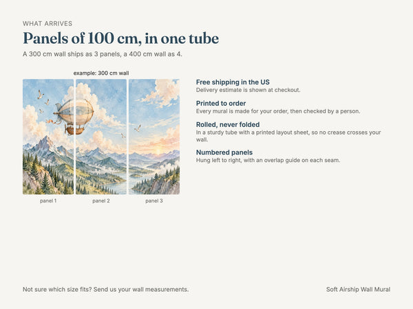 Watercolor Soft Airship Wall Mural, image 8