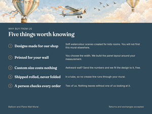 Watercolor Balloon and Plane Wall Mural, image 10