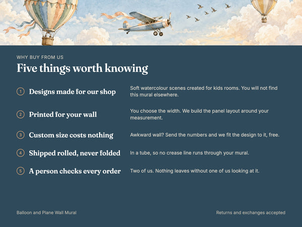 Watercolor Balloon and Plane Wall Mural, image 10