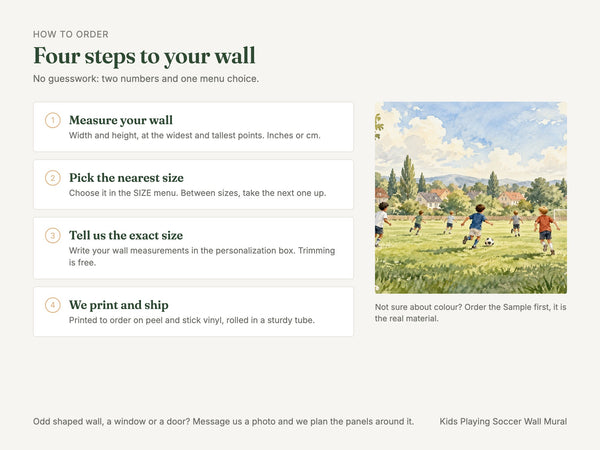 Watercolor Kids Playing Soccer Wall Mural, image 6