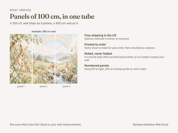 Watercolor Rainbow Meadow Bunny Wall Mural, image 8