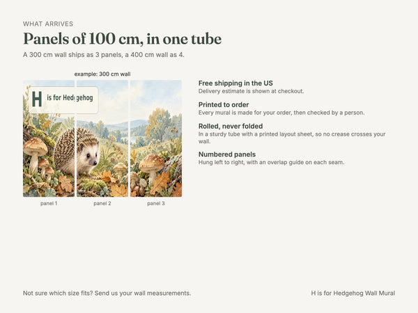 Watercolor H is for Hedgehog Alphabet Wall Mural, image 8
