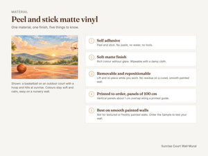 Watercolor Sunrise Court Basketball Wall Mural, image 7