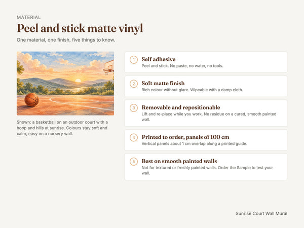 Watercolor Sunrise Court Basketball Wall Mural, image 7