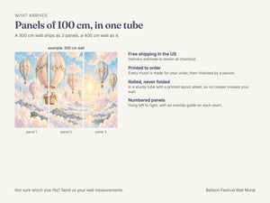 Watercolor Hot Air Balloon Festival Wall Mural, image 8
