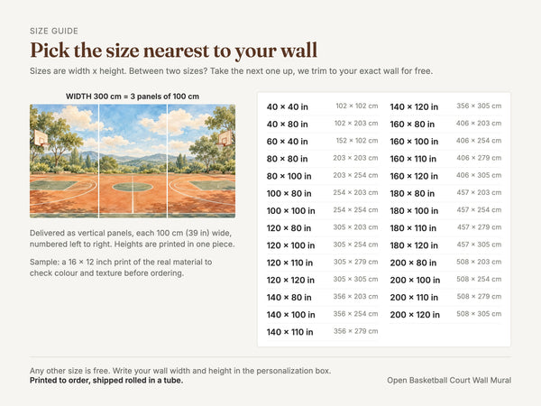 Watercolor Open Basketball Court Wall Mural, image 5