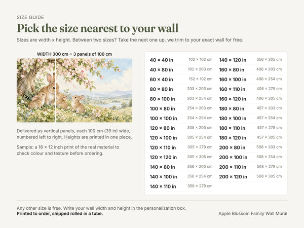 Watercolor Apple Blossom Family Bunny Wall Mural, image 5