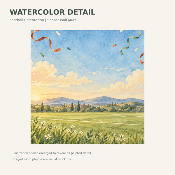 Watercolor Football Celebration Wall Mural, image 4