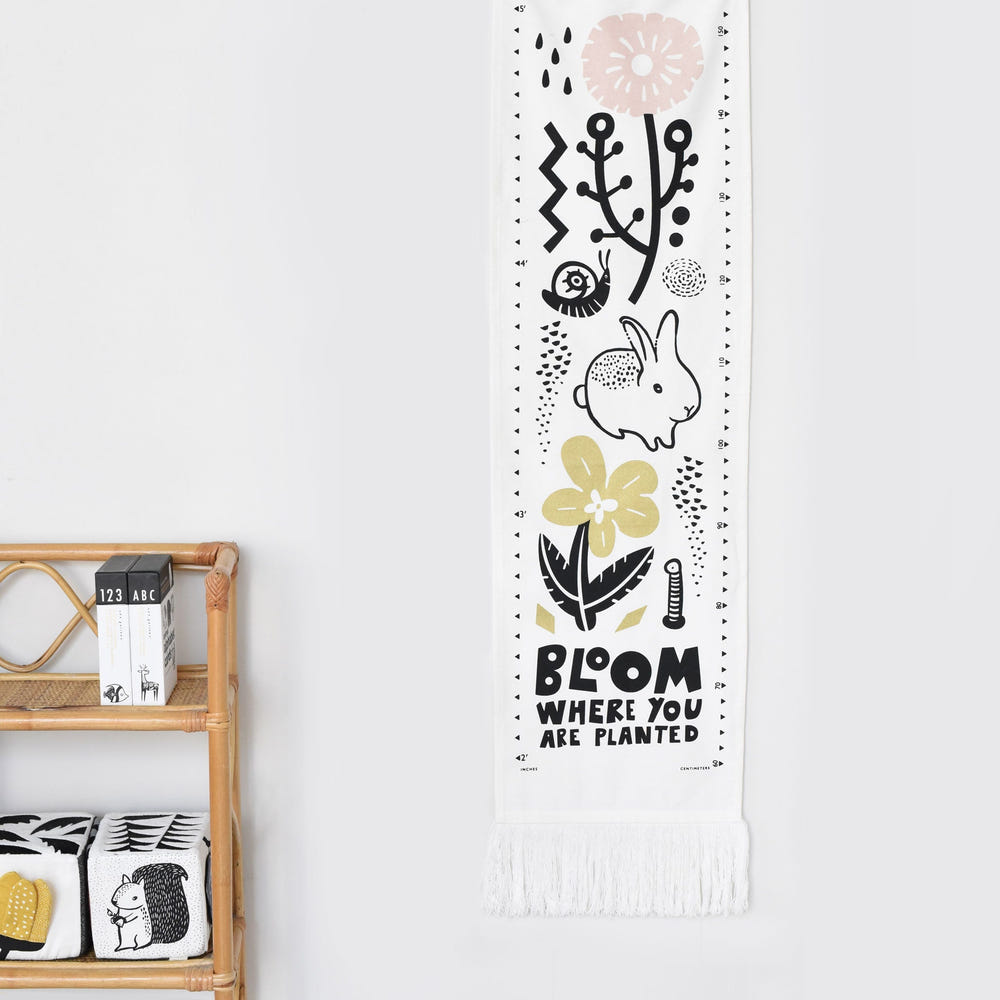 Canvas Growth Chart - Bloom for nursery decor, featuring a floral design to track your baby's growth.