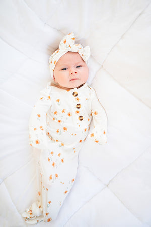 Knotted Headband - Caramel Floral