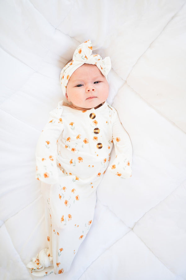 Knotted Headband - Caramel Floral