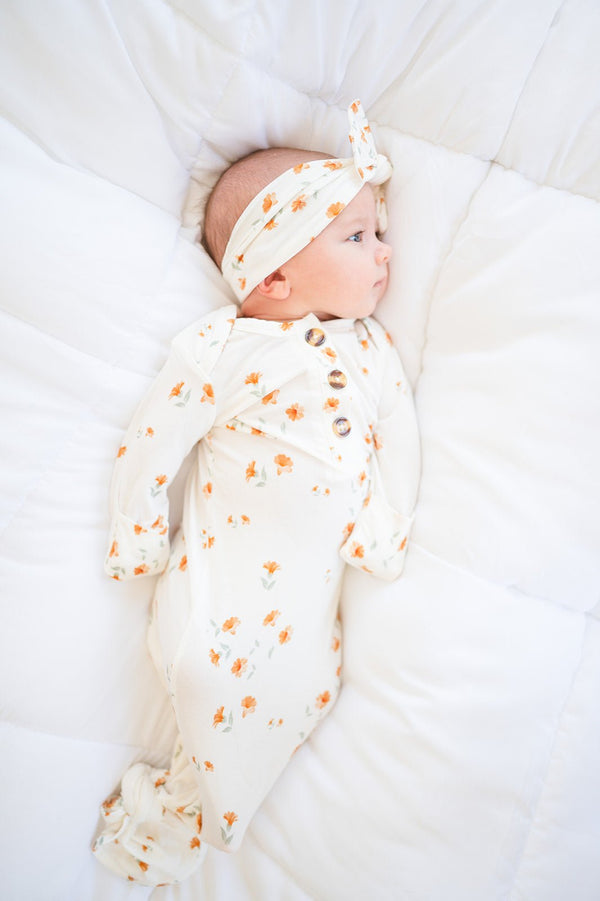 Knotted Headband - Caramel Floral